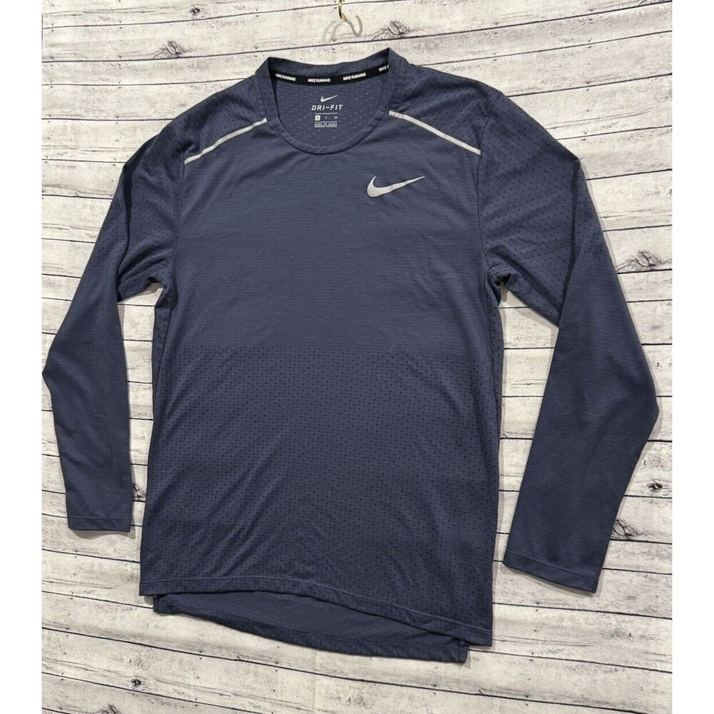Nike Rise 365 Running Shirt Sz S Blue Reflective Long Sleeve Stretch AQ9923-557 - Picture 5 of 16